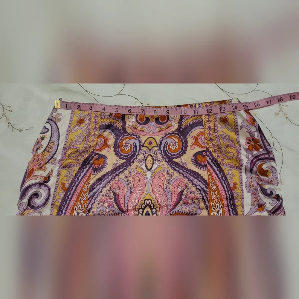 VINTAGE Y2K INC 100% Silk 2pc Set Paisley Midi Skirt & Cami Size 8  Fits 4/6 - Picture 12 of 13